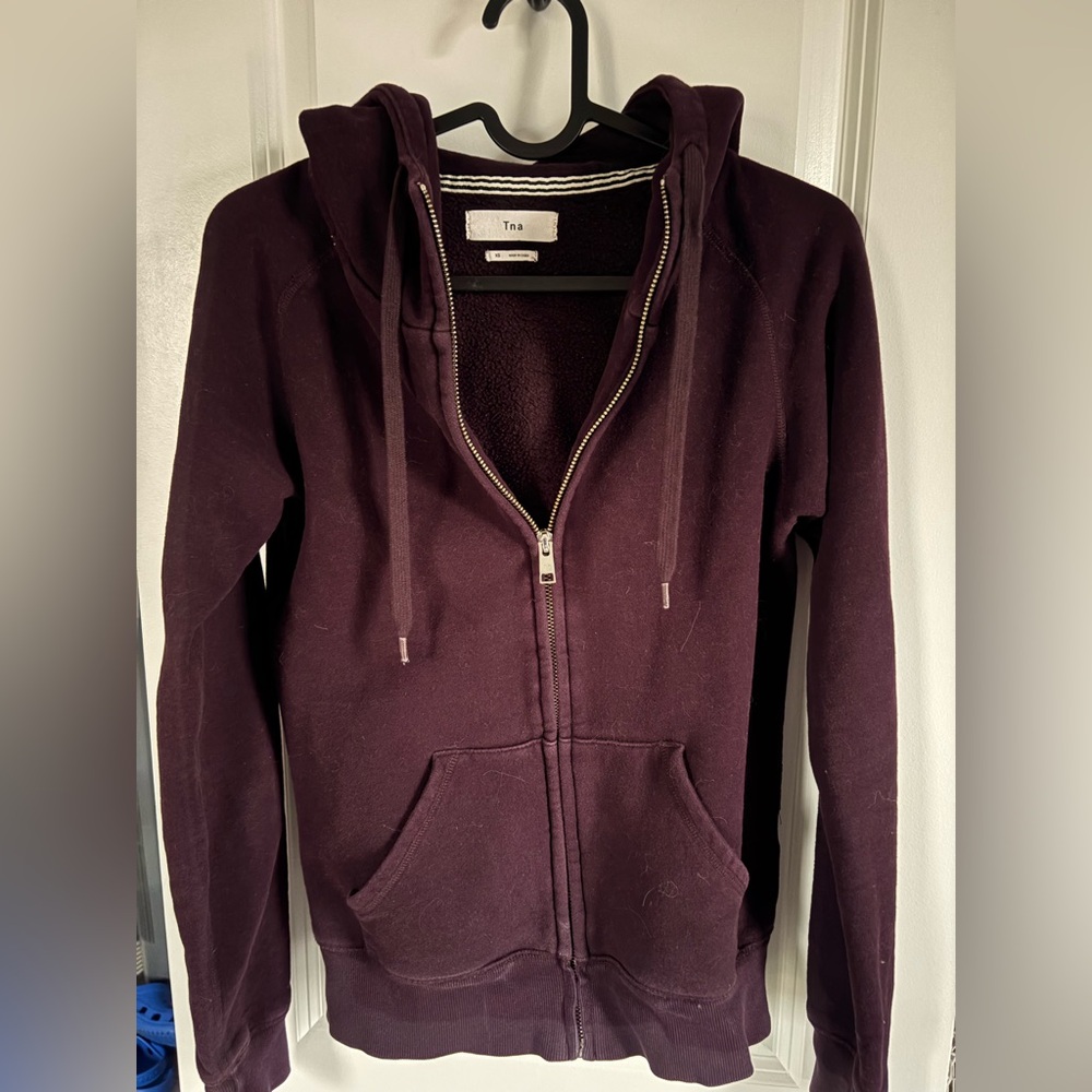 TNA Plum Full-Zip Hooded Sweatshirt